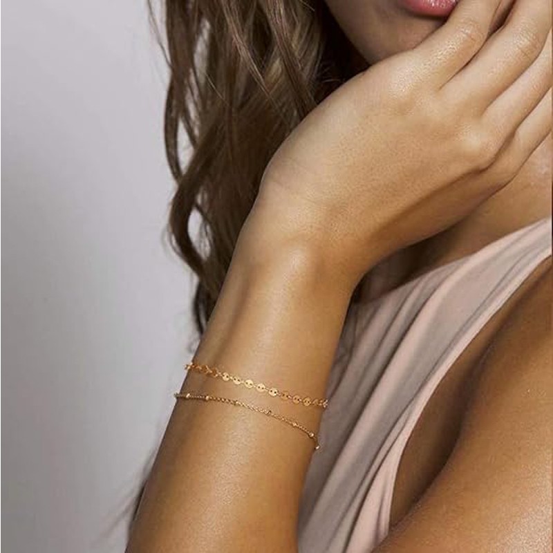 Premium Quality Dainty Layered Paperclip Chain Bracelet Necklace Set Geometric
