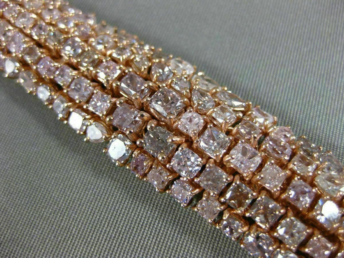 ESTATE LARGE 24.90CT PINK DIAMOND 18KT ROSE GOLD 3D MULTI ROW TENNIS BRACELET