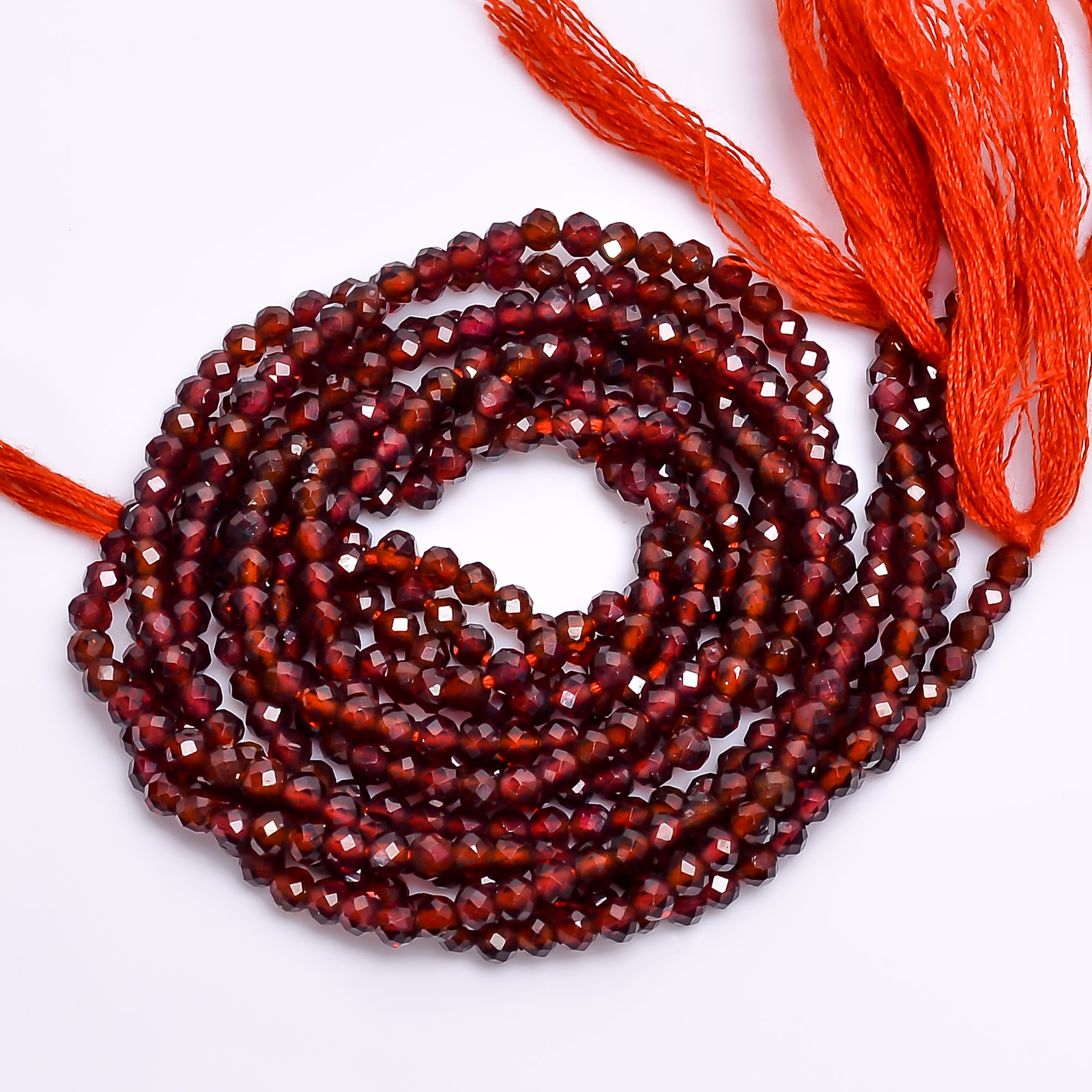 100% Natural Red Garnet Gemstone Round Faceted Beads 3X3 mm Strand 13″ EB-229