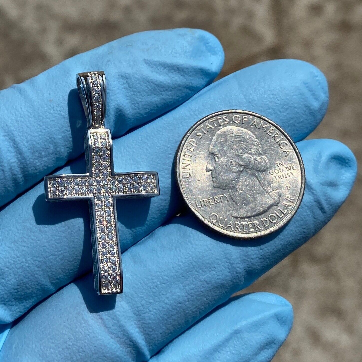 925 Sterling Silver VVS1 Moissanite 0.82CT Cross Miami Cuban Chain 3MM 16-30″