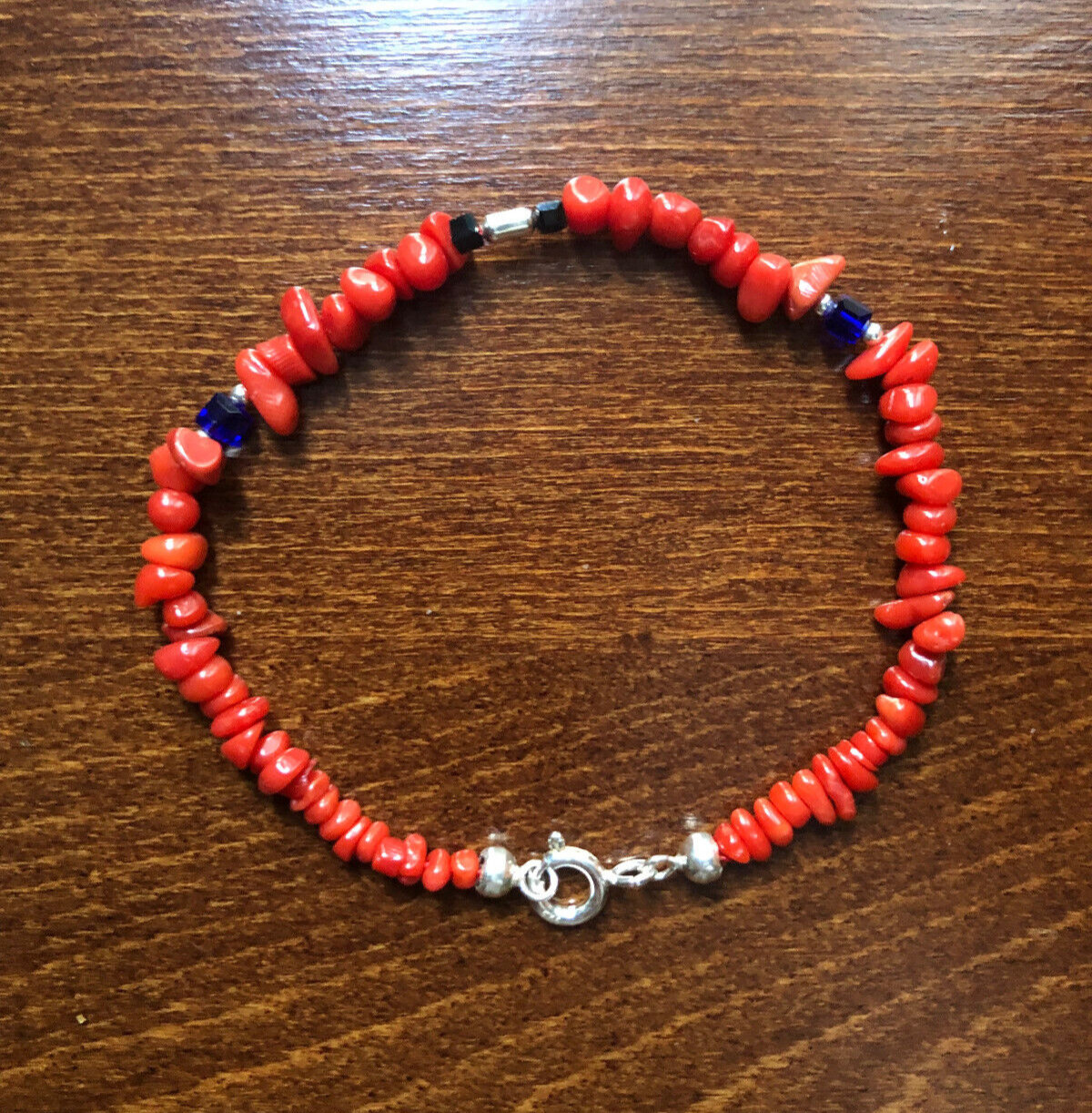 Sardinian red coral and blue aquamarine “nugget” bracelet.