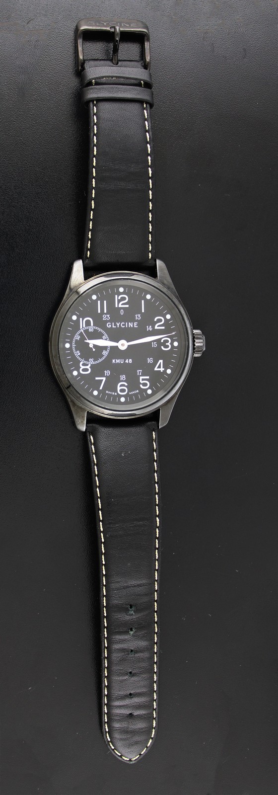 Glycine KMU 48 3788 48mm Stainless Steel Black Dial Manual Watch