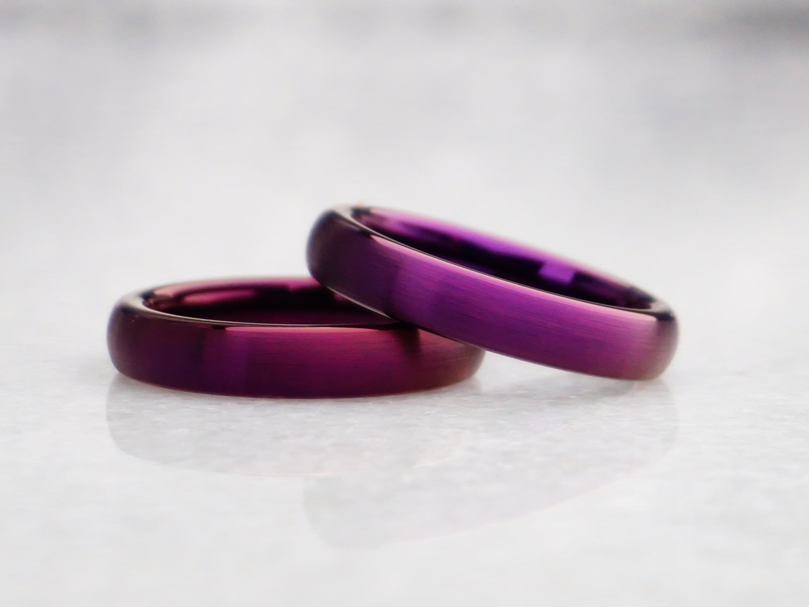 4mm Purple Tungsten Ring, fuschia matte Brushed Finish, womens wedding band