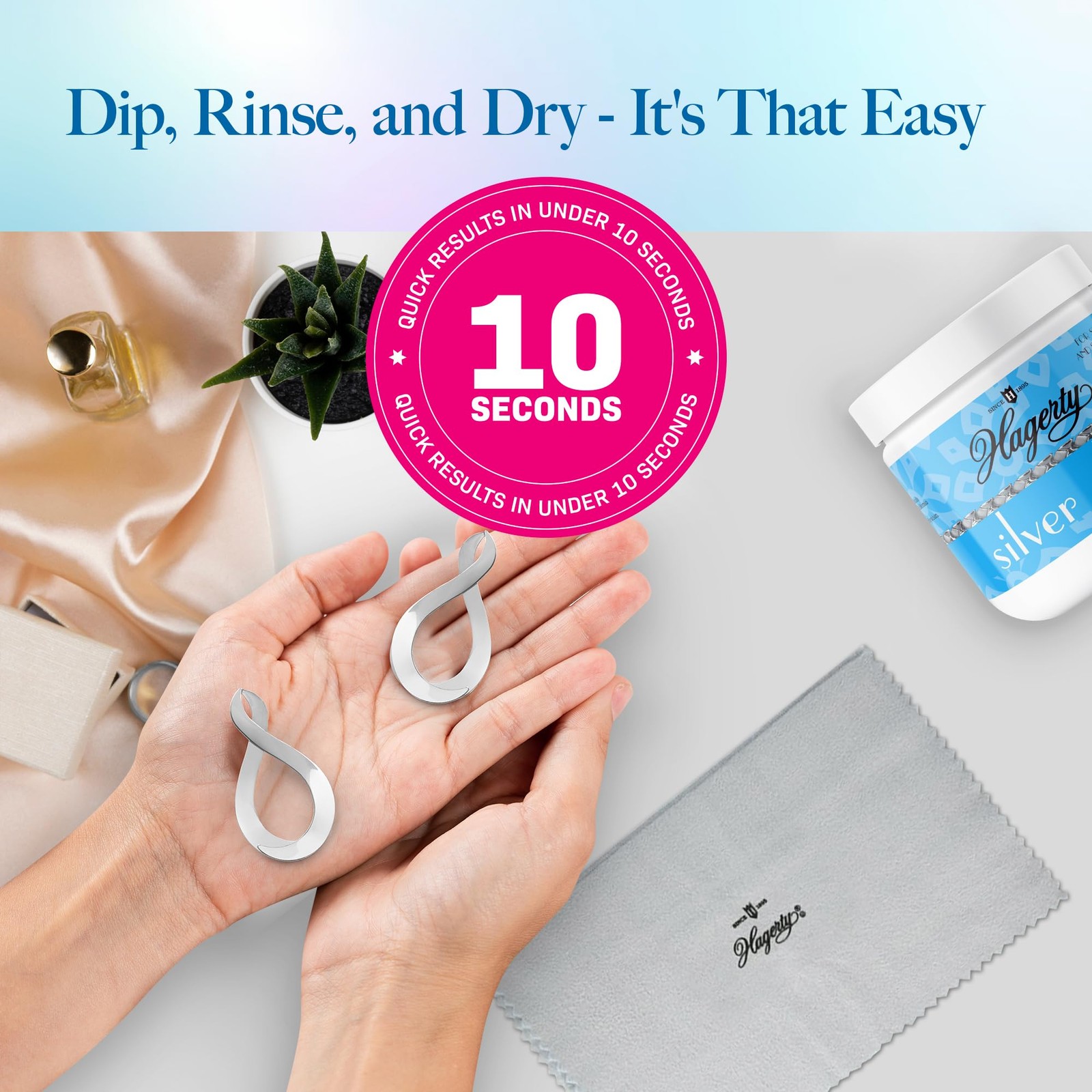 Hagerty Silver Cleaner and Tarnish Remover for Silver Jewelry, Dipping Basket…