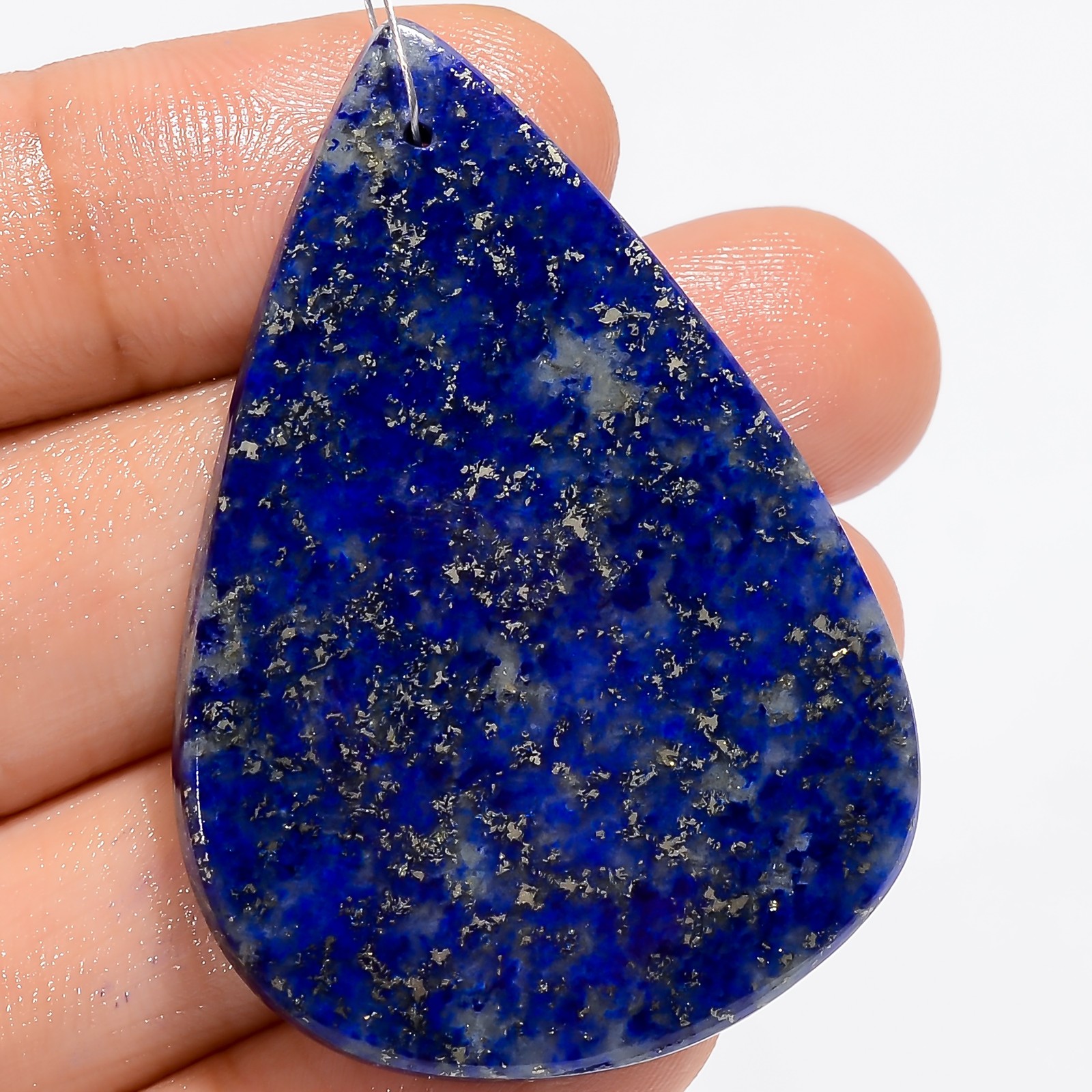 Natural Lapis Lazuli Pear Cabochon Drilled Gemstone 53.5 Ct. 45X31X4 mm A-32668