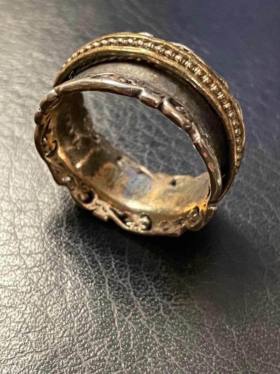PZ Paz Creations 925 Sterling silver Yellow Spinner Ring 9.3g sz 10 ISRAEL