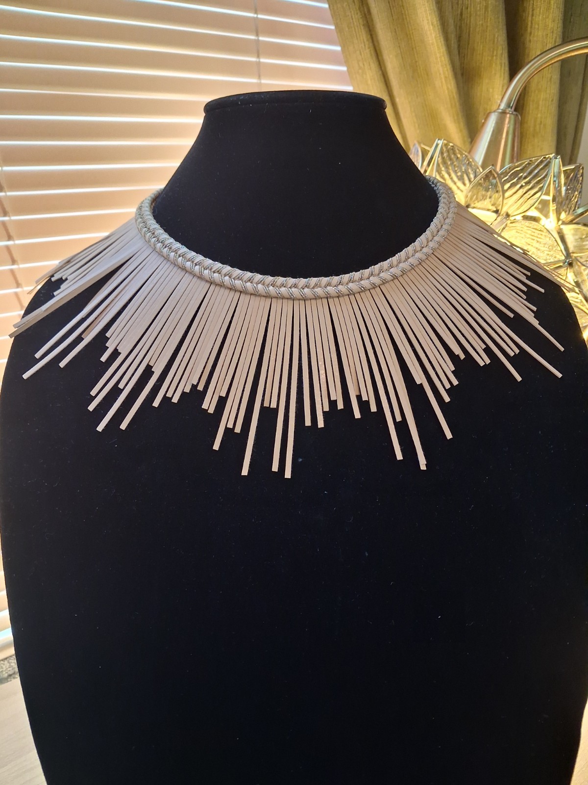 Leyla Gans 18″ Sunburst Statement NecklaceBohemian yet luxurious,