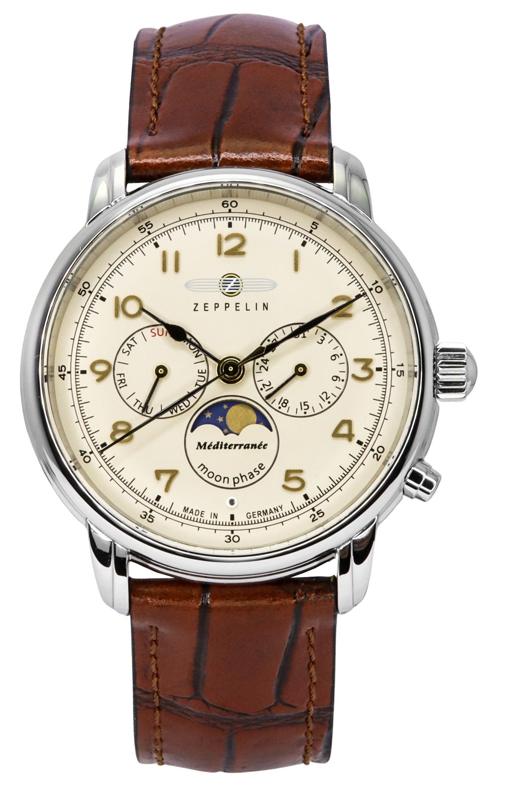 Zeppelin Mediterranean Leather Strap Beige Dial Quartz Dress Men’s Watch Z96365