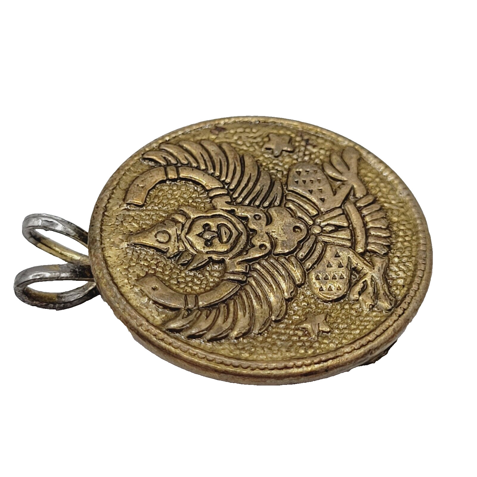 Tibetan Copper Garuda Amulet Pendant Buddhist Phaya Krut Talisman Button Pendant