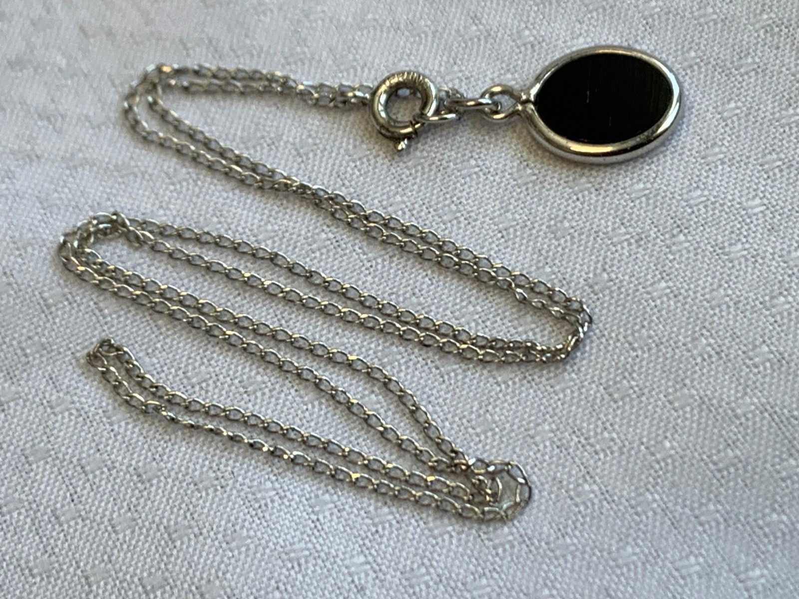 Sterling Silver Jewelry Set 4.82g Onyx Necklace & Earrings Amco Jewels *READ*