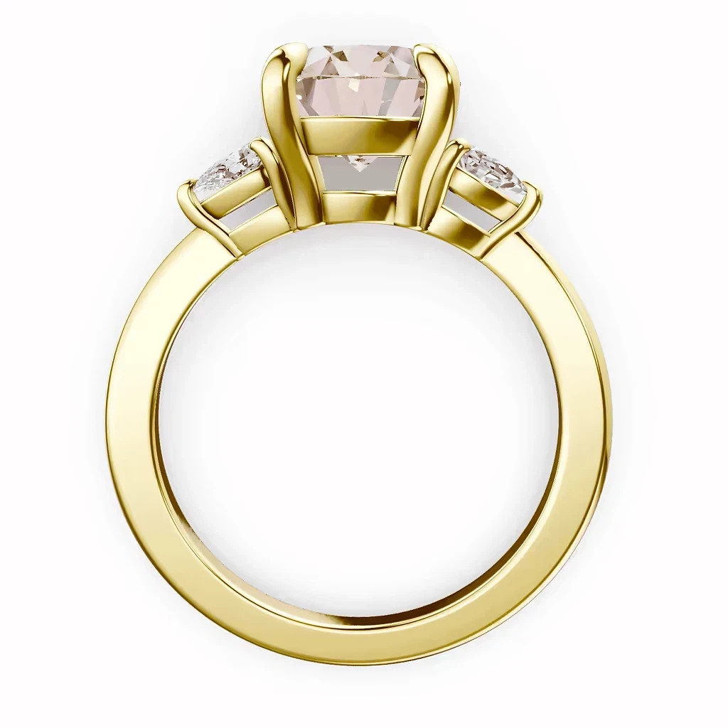 Round Cut 3.70 Ct IGI Lab Created Diamond Ring 14k Yellow Gold Fancy Vivid Pink