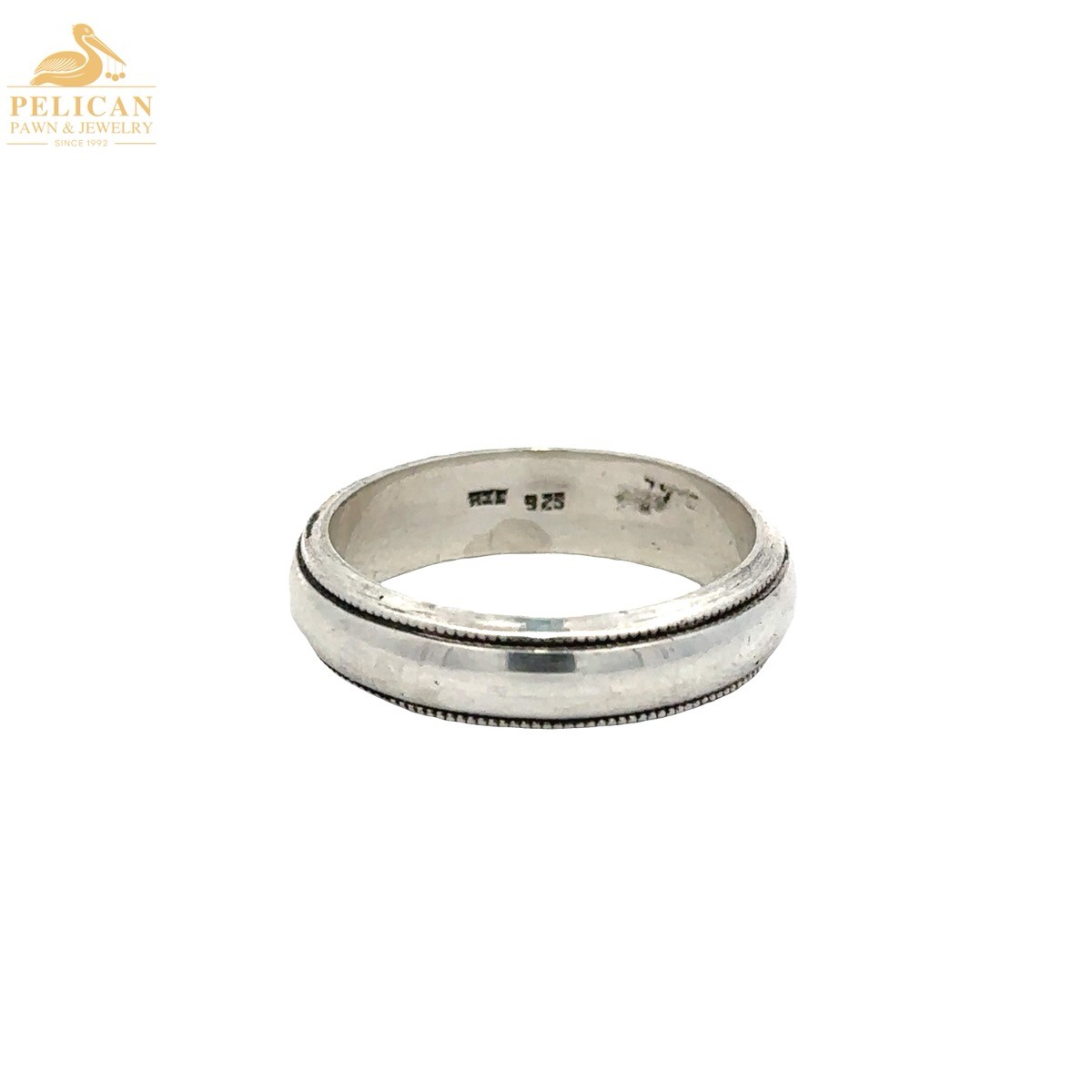 Classic Sterling Silver Milgrain Edge Half Round Band Ring SZ 7 (L) (PSH044691)
