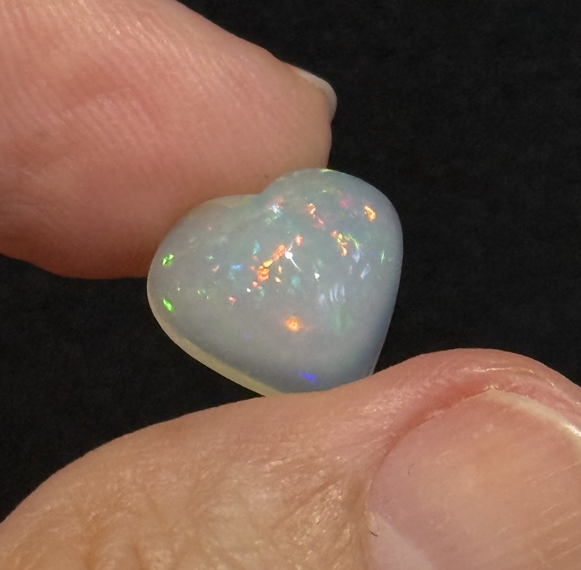 3.7ct 12.5×11.8×6.2mm Colorful Fine Pin Fire Heart Ethiopian Welo Opal Ring Gem