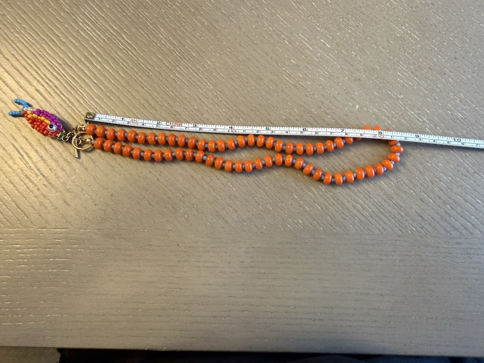 Orange Beaded Necklace Tassel Charm Pendant, Round Beads Ball/Bead Chain