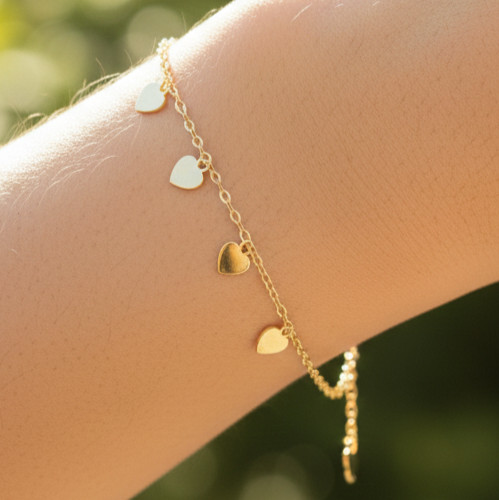Elegant Gold Color Heart Bracelet 18K Gold Plated Designer Bracelet For Women