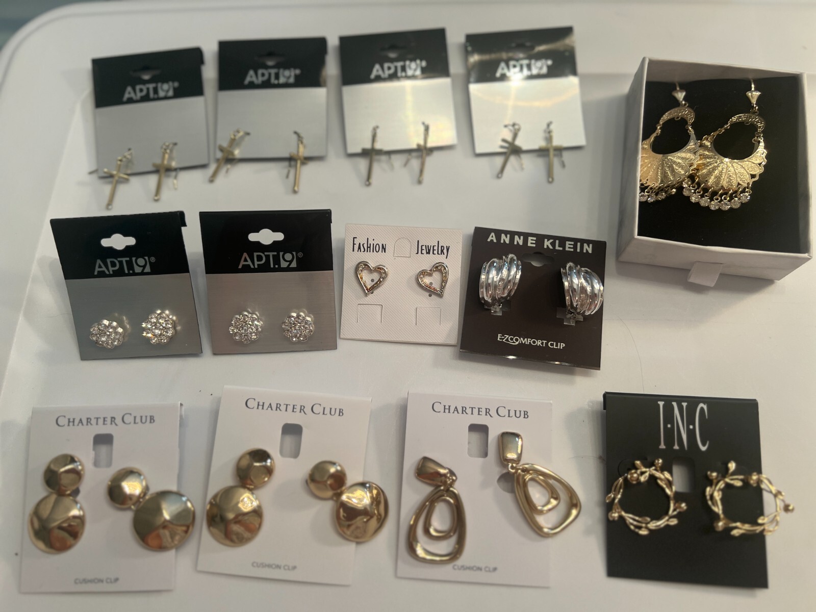 Lot of 13 Pair of New Fashion Earings, Charter Club, Anna Klein, Inc, Apt 9 New