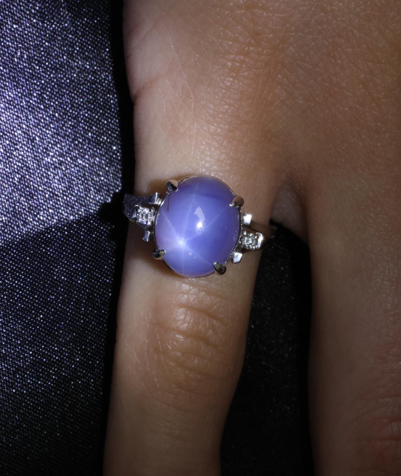 9.14ct GIA Ceylon No Heat Star Sapphire & 0.02ct Diamond Platinum Ring, Size 5.5