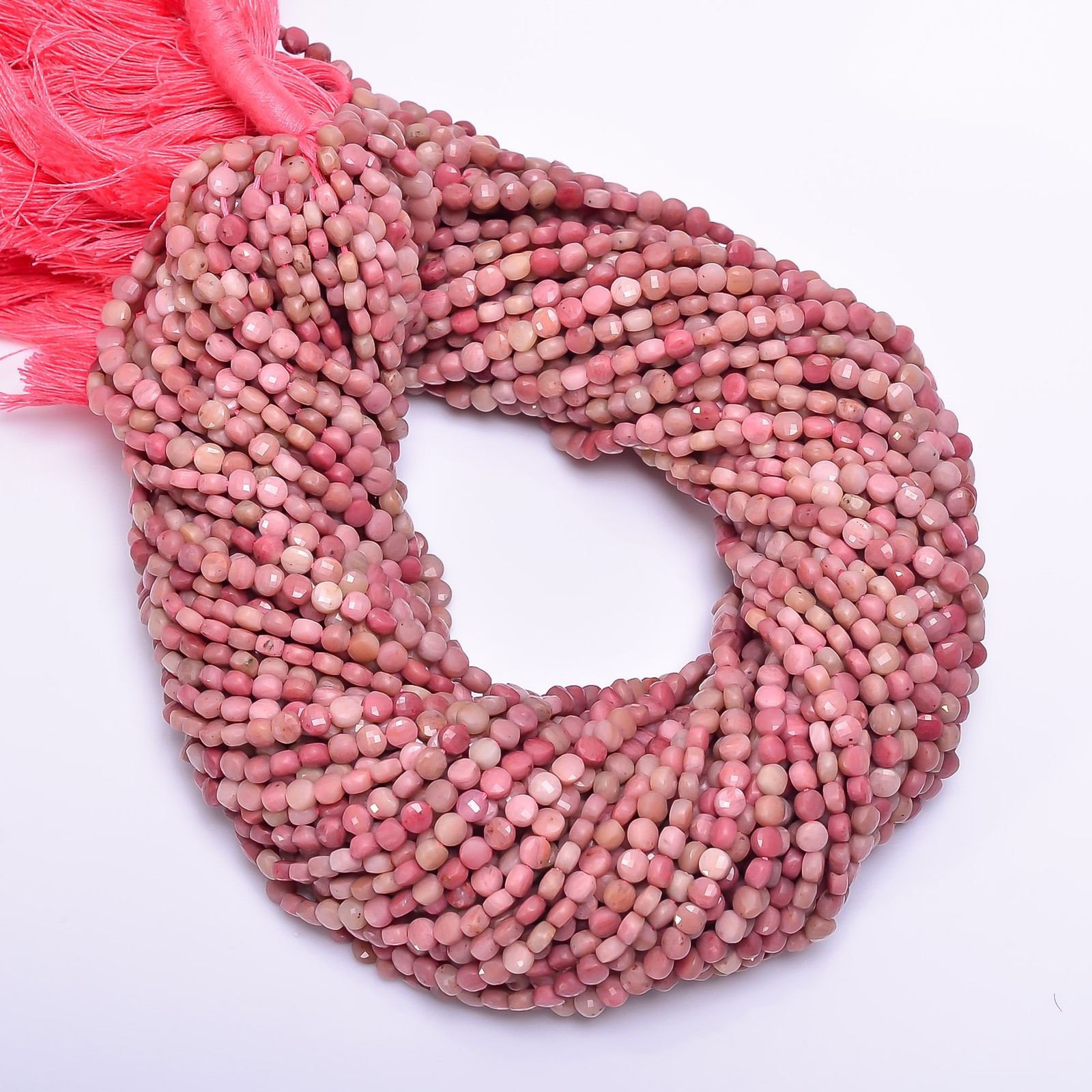 Natural Rhodonite Gemstone Coin Shape Faceted Beads 4X4X3 mm Strand 12.5″ AB-401