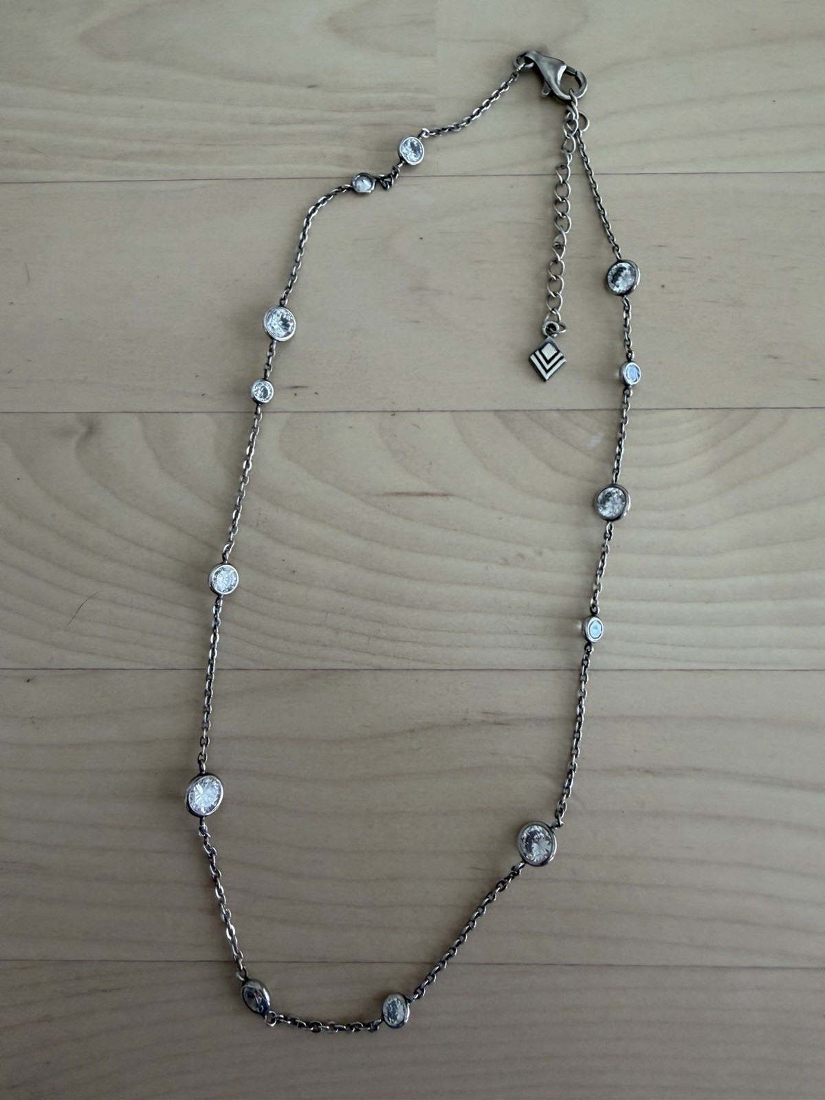 Retired Silpada “Infinity” Sterling Silver CZ Station Necklace Style N2153