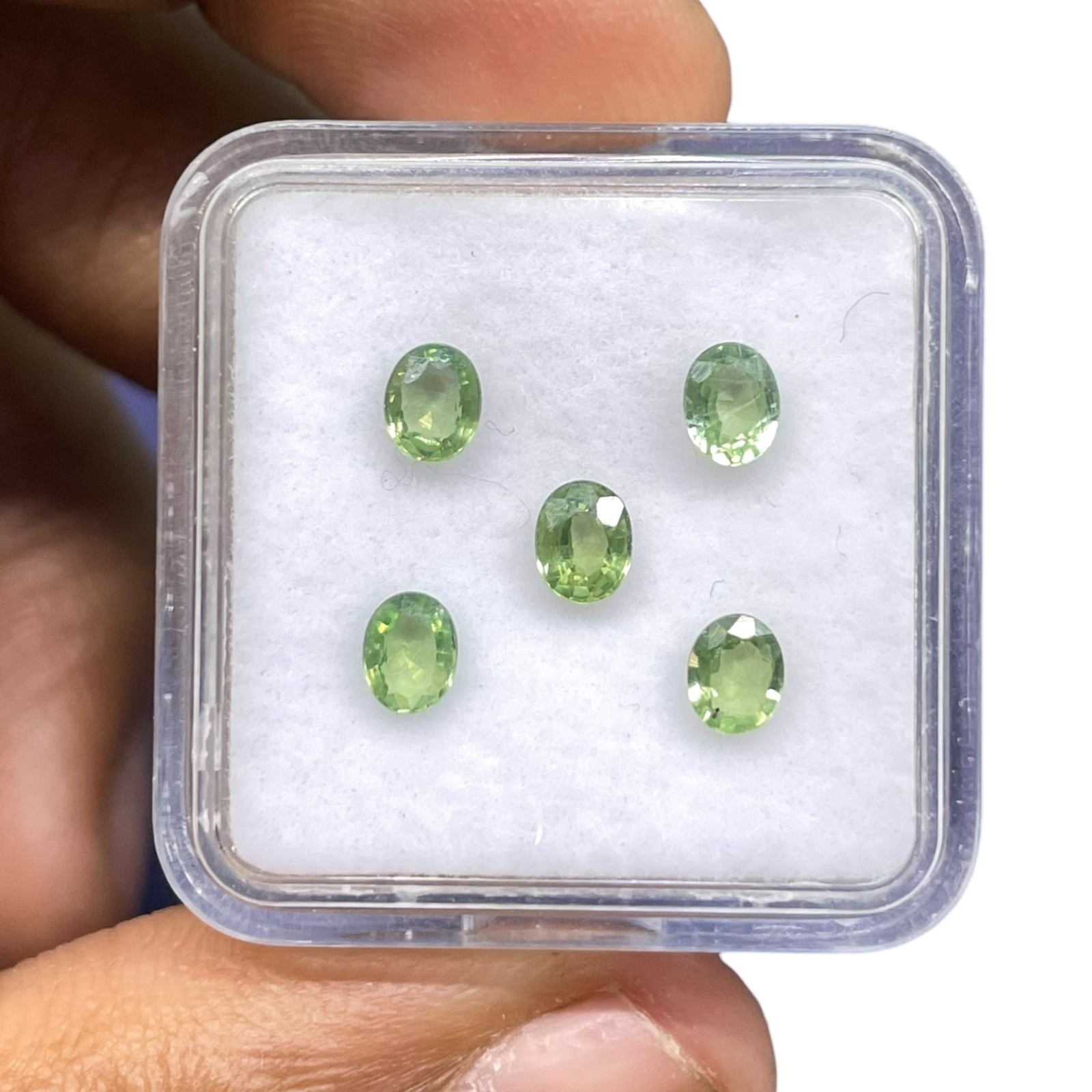 5 Pcs Natural Green Sapphire 4.5×3.5mm Oval Cut Loose Gemstone Lot Sri Lanka