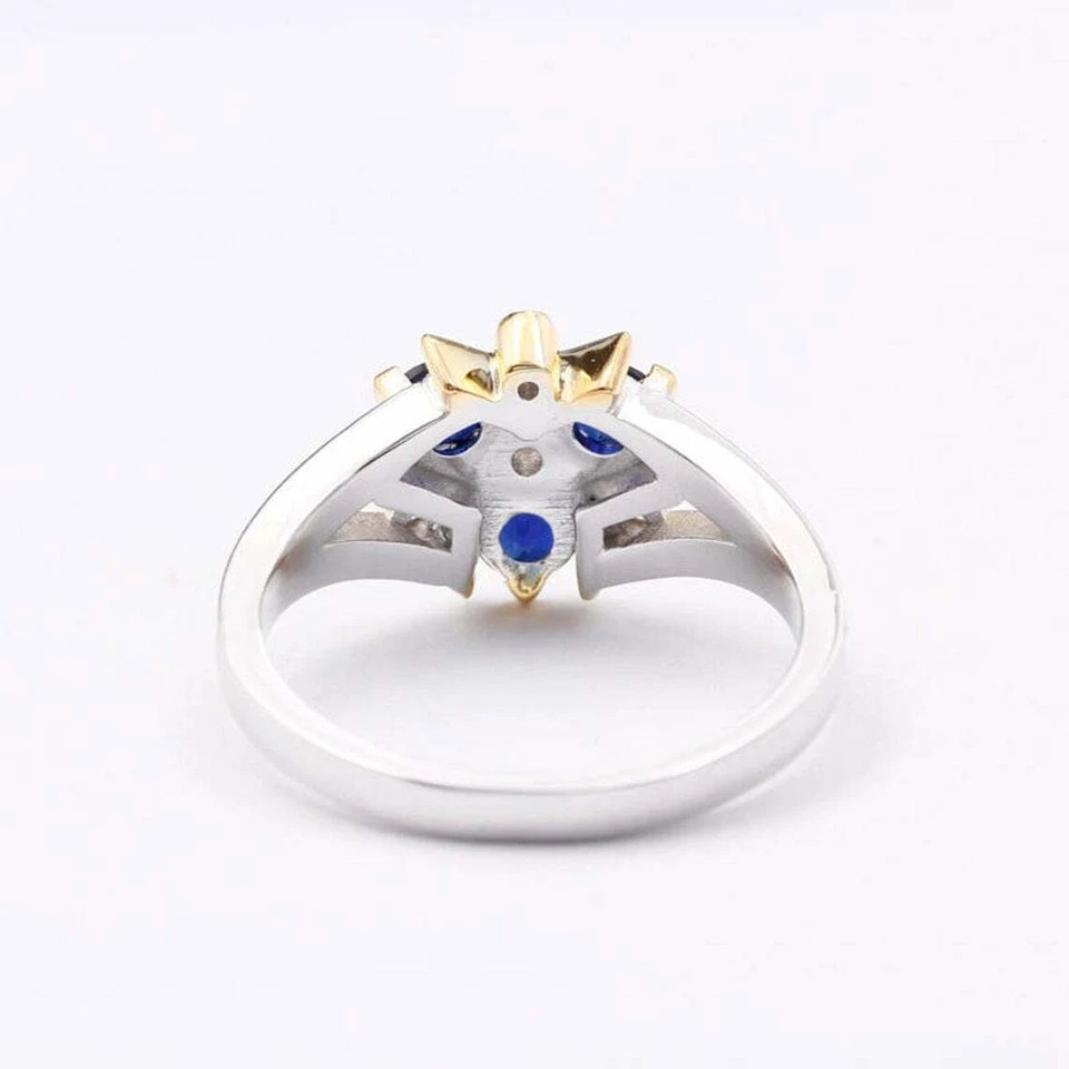 2Ct Lab Created Blue Sapphire Engagement Ring 14k Two Tone Gold Plated