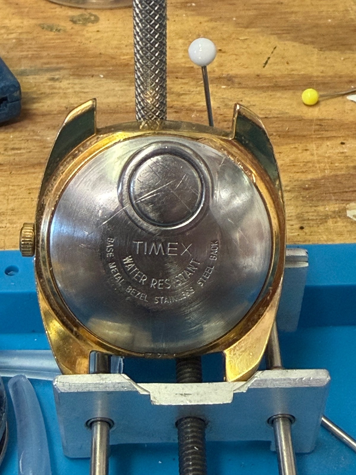 Vintage 70s Timex Electric Dynabeat Watch, Gold Face, recently serviced