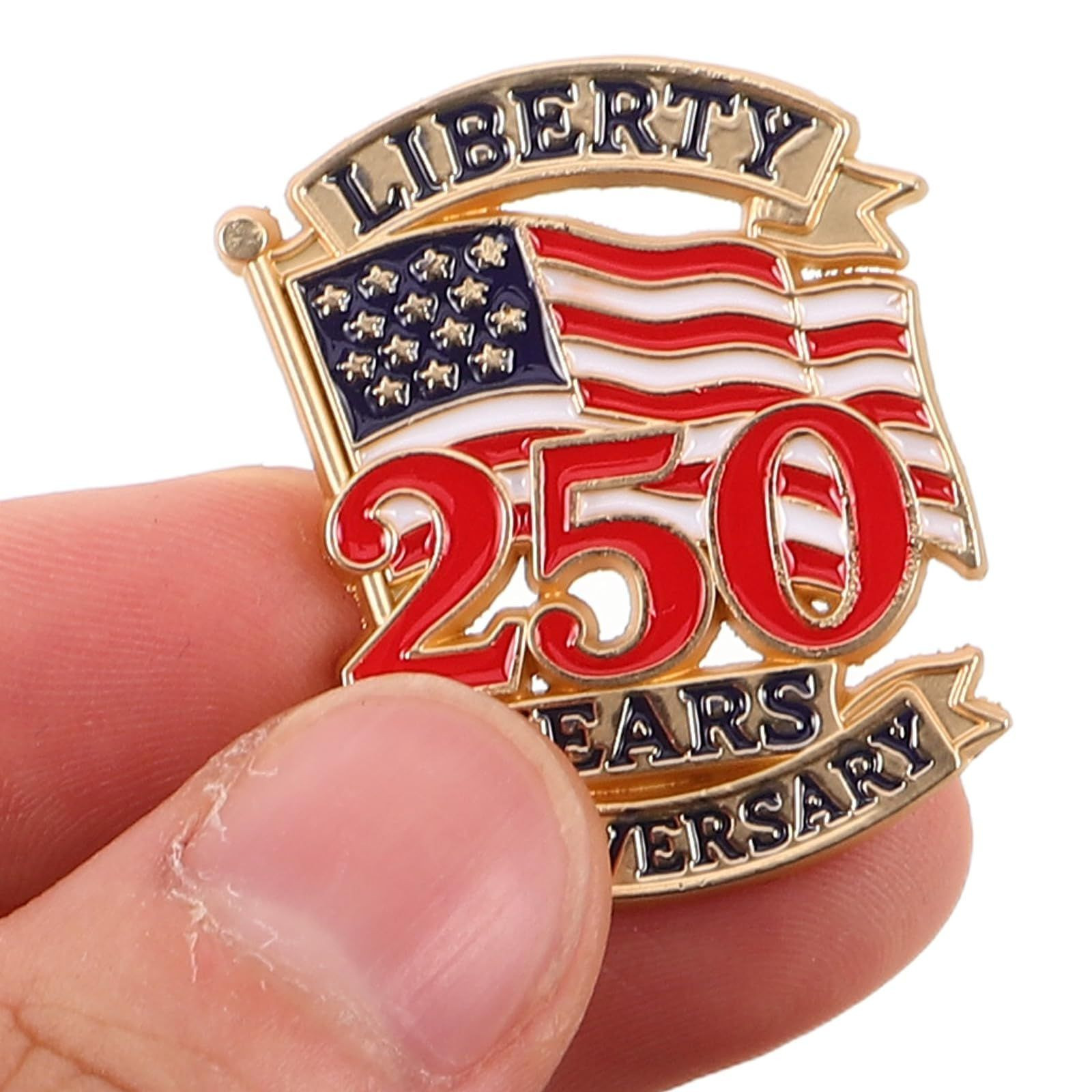 10 Pcs 250 Years America Flag Anniversary Pins, 3.00X2.50X1.00CM, Multicolor