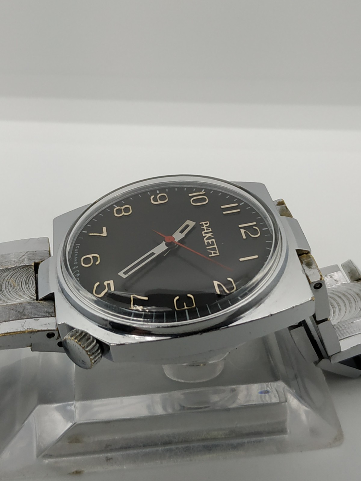 Men’s Dress Vintage USSR Watch RAKETA Mechanical 2609.HA Retro Soviet Black Dial