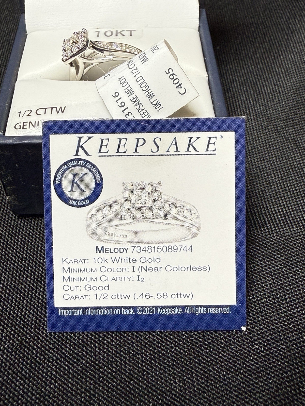 Keepsake Melody 10K White Gold 1/2 Carat Diamond Ring Size 7