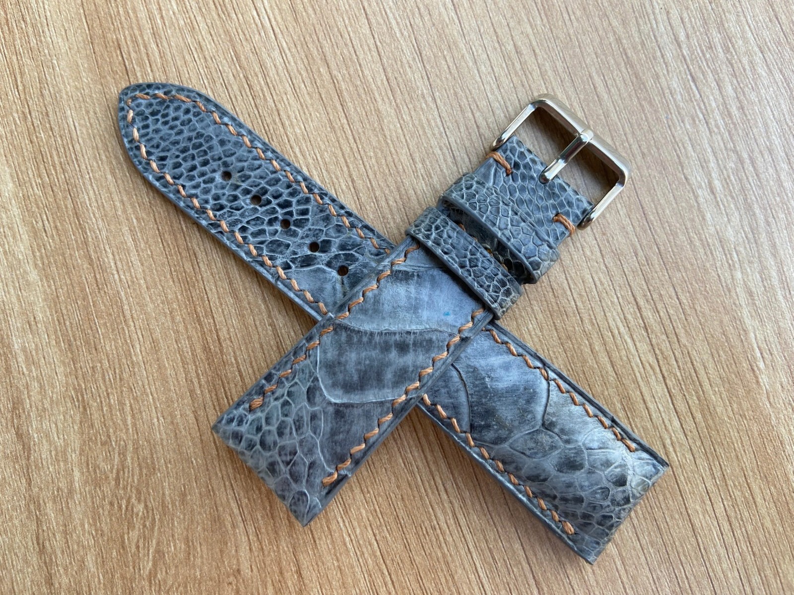 Gray Ostrich Leather Watch Strap Band, Size 18mm 19mm 20mm 21mm 22mm 24mm 26mm