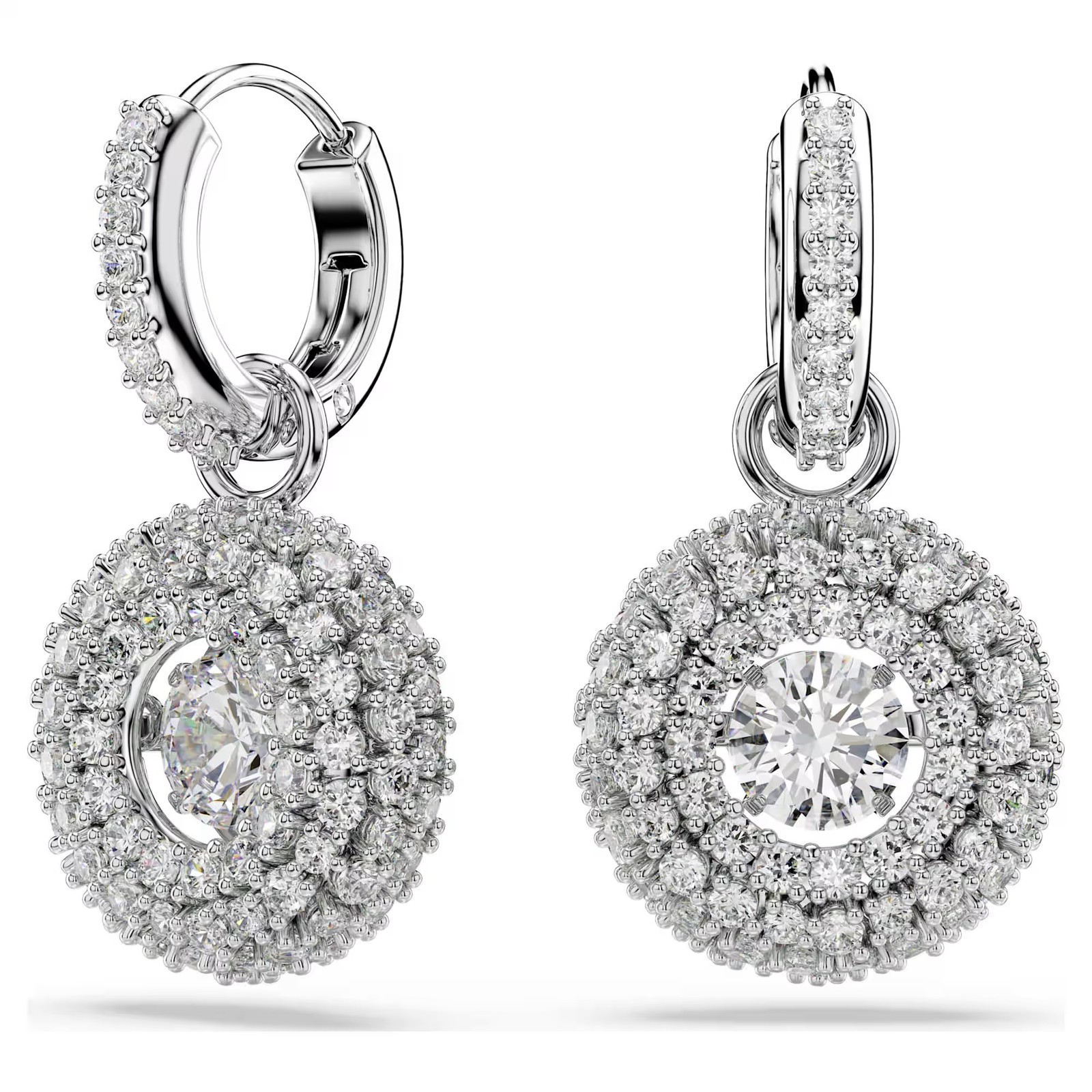 Swarovski Zirconia Sublima Drop Earrings Round Cut White, Rhodium Plated 5738193