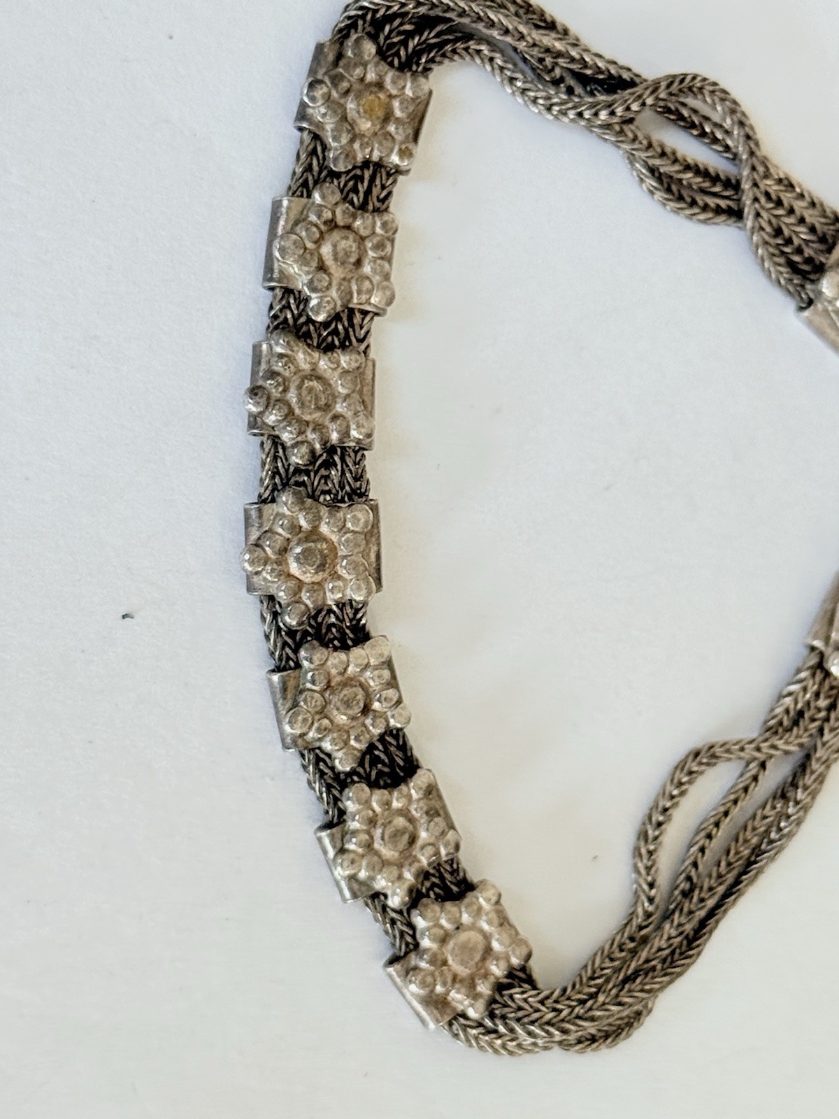 Vintage Turkish Foxtail Multi Strands Chain Sterling Silver 925 Link Bracelet