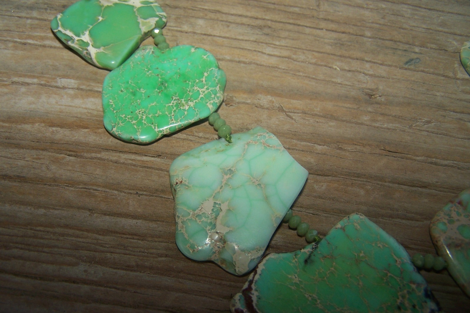 NWT LUC Lucas Lameth Sterling Silver Light Apple Green Jasper Slab Necklace