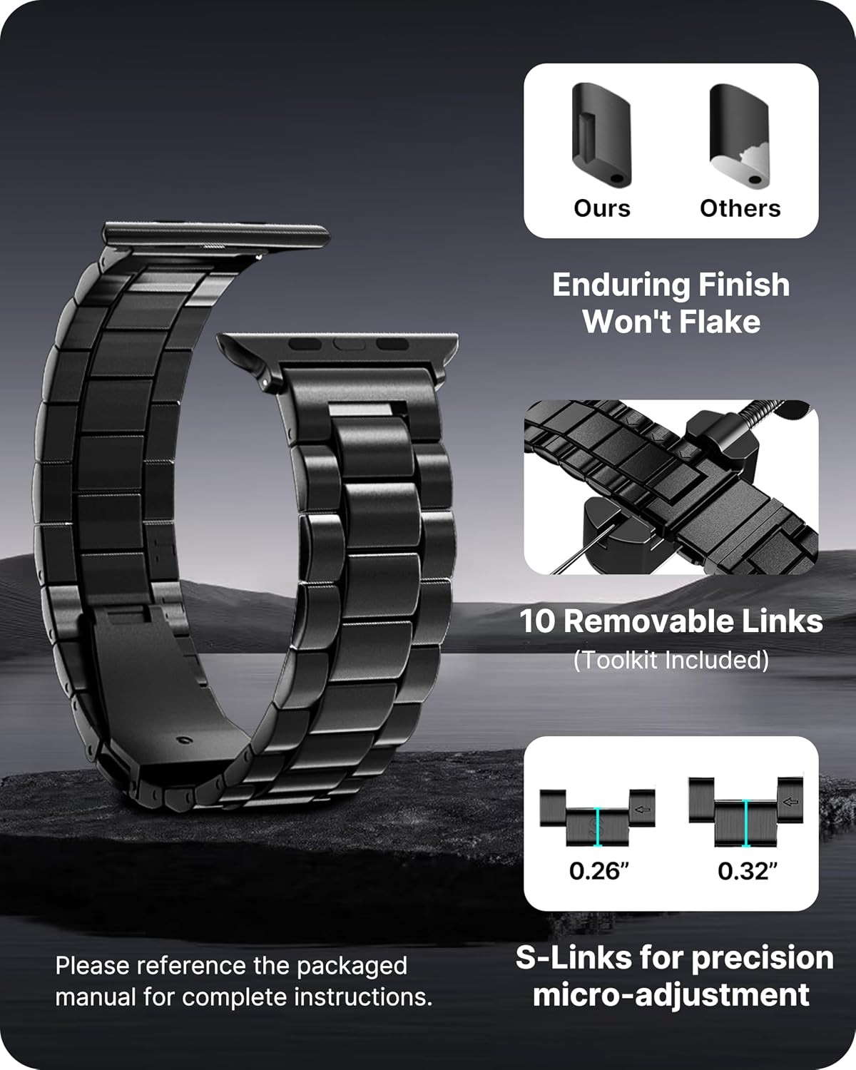 Metal Band with Case for Apple Watch 49Mm Ultra 3 2 1 | Stainless Steel Strap fo