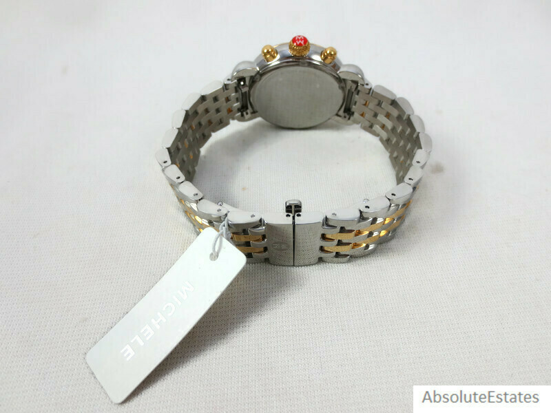 NEW Michele Mirror Two Tone Gold Silver Diamond CSX 36 Watch MWW03C000519 NIB