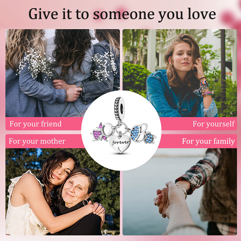 MULA European Silver Plated Charm AAA CZ Boy and Girl Forever For Women Bracelet
