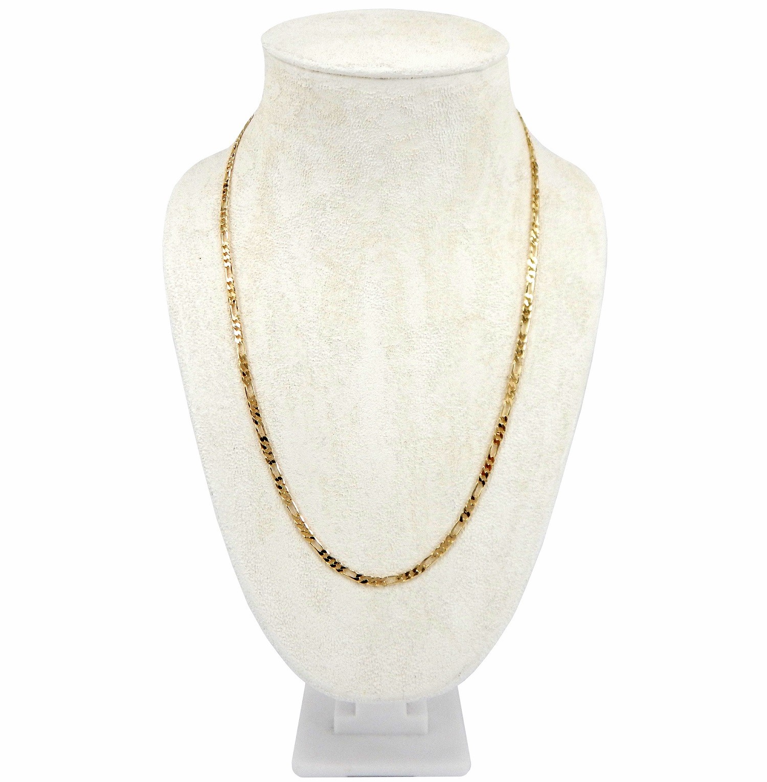14k Italian Figaro Link Chain Necklace 3mm Wide 18″ 20″ 24″ 30″ inch Gold Plated