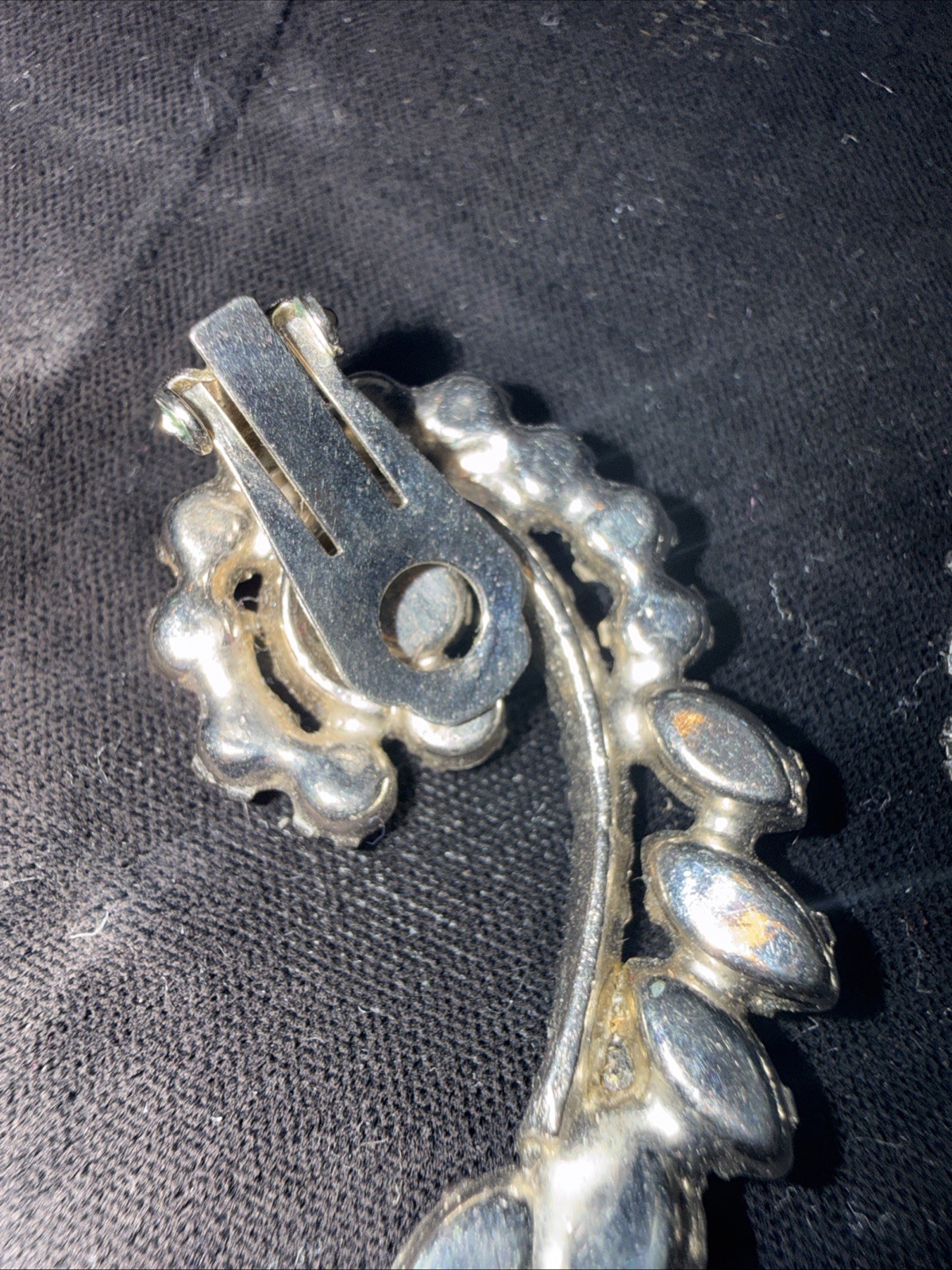 Vintage Juliana Rhinestone Crystal Clip-On Earrings Spiral Silver Tone Climbers