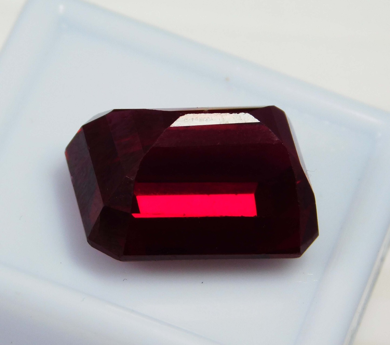 Natural 20.00 Ct Mozambique Blood Red Ruby Certified Emerald Cut Loose Gemstone