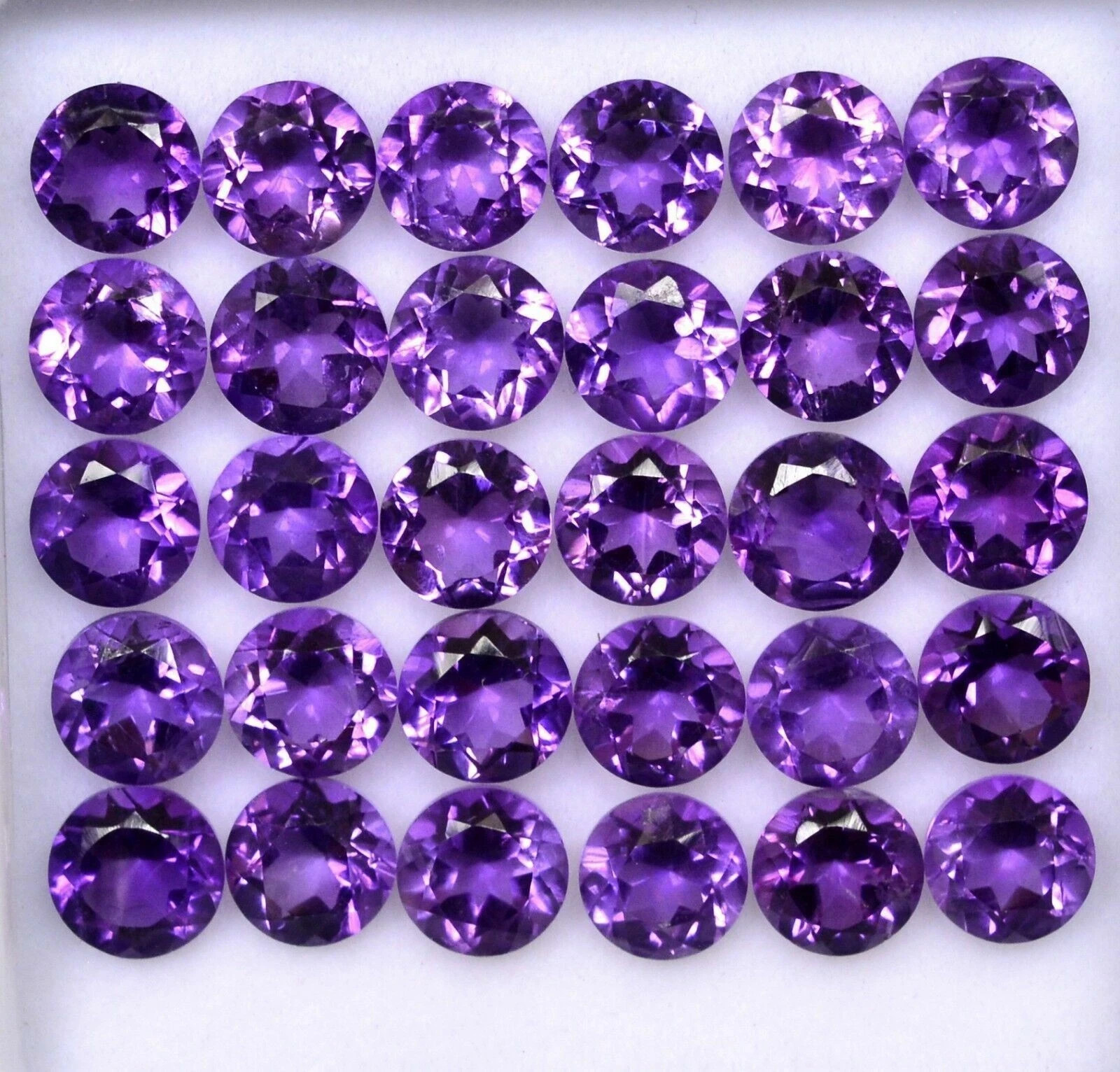 Natural Amethyst 6mm Round Cut 60 Pcs Loose Certified Gemstones Lot+ Free Gift