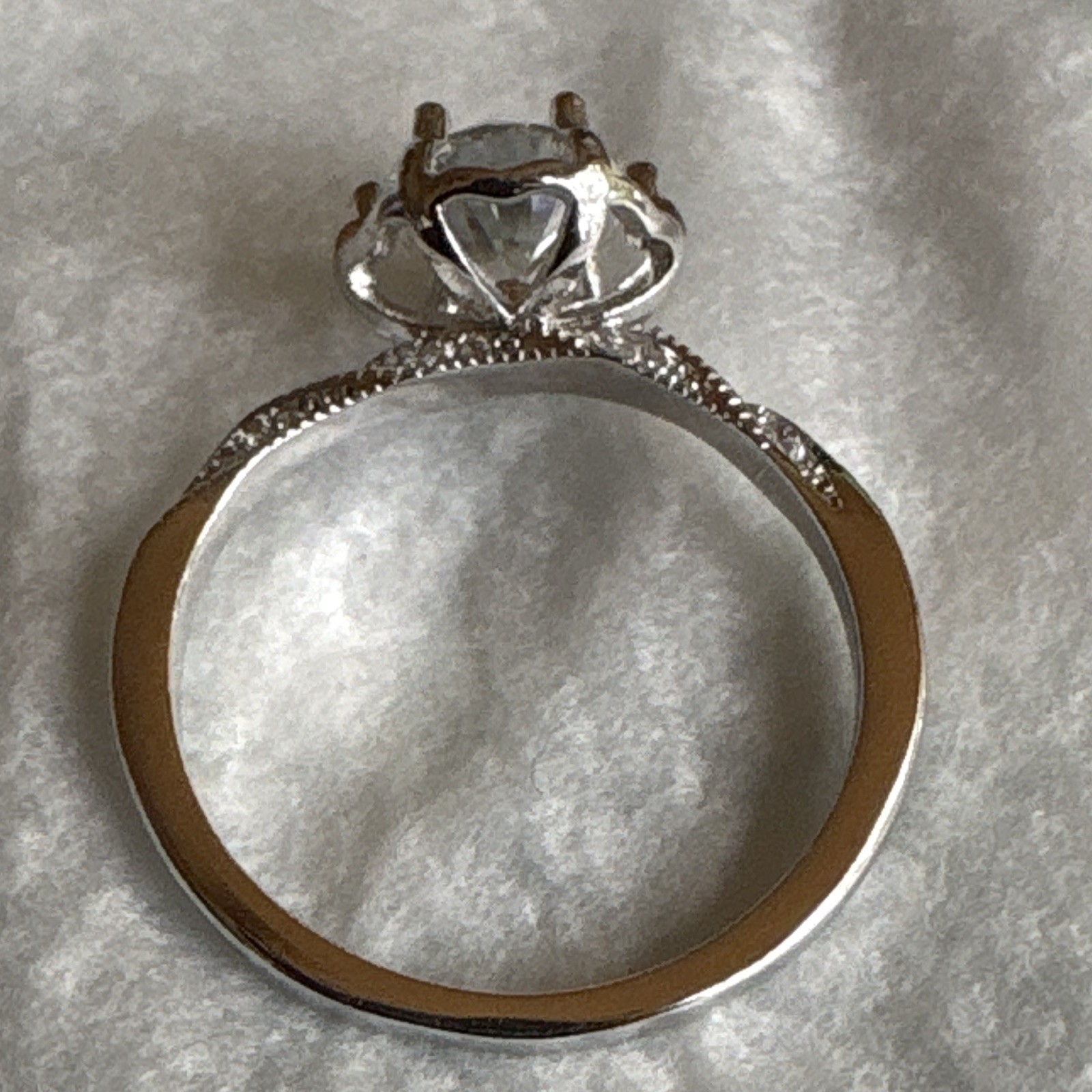 Sz 10 Round Moissanite Solitaire Ring Silver Tone Prong Set Pavé CR7259
