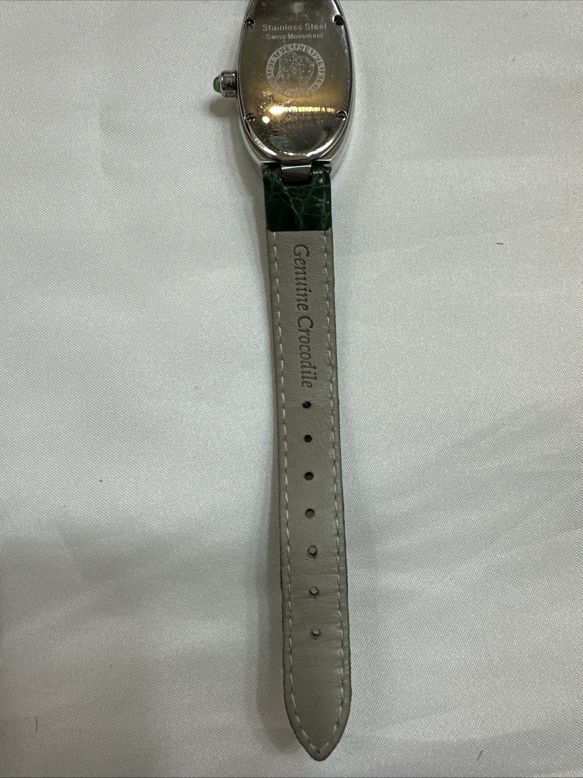 Effy Diamond & Tsavorite 1.78 Ct Swiss Quartz Ladies Watch Green Crocodile Strap