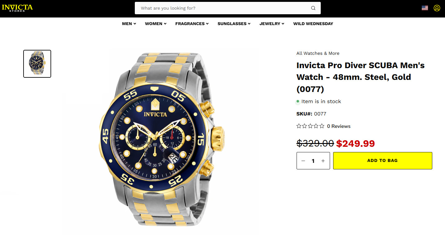 Invicta Pro Diver SCUBA Men’s Watch – 48mm. Steel, Gold with Blue Dial Date NEW!