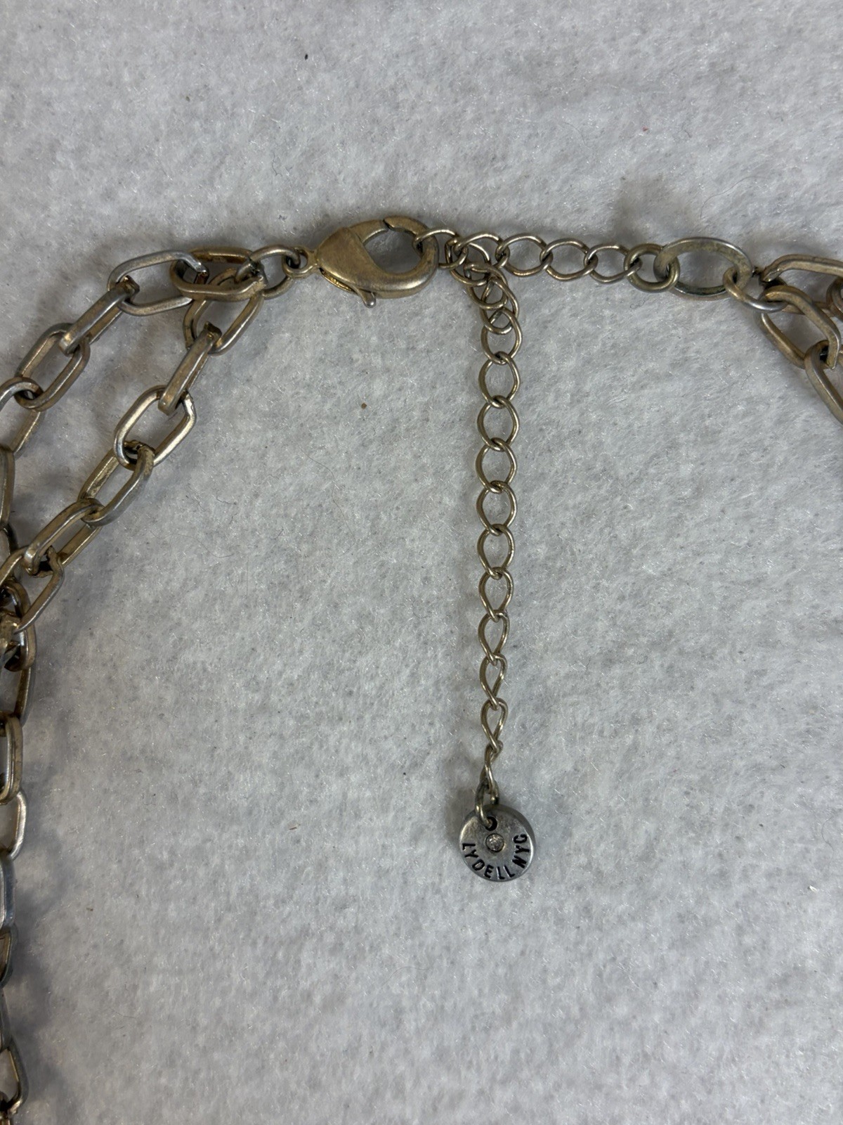 Vintage Lydell NYC Style Gray & Clear Faceted Bead Gold Tone Link Necklace