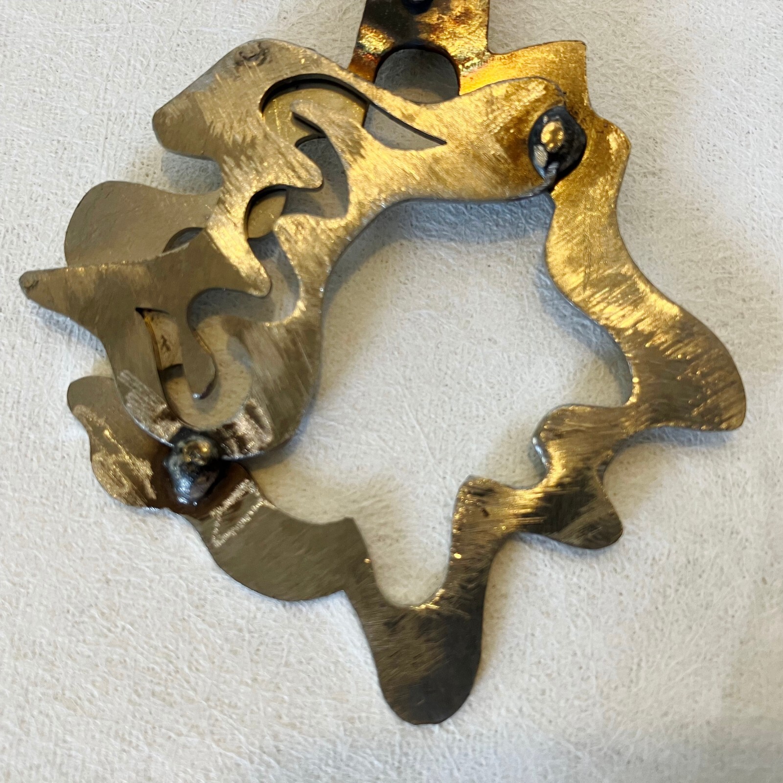 Open Free Form Pendant One Of A Kind Stainless Steel Unique Handmade Chunky New