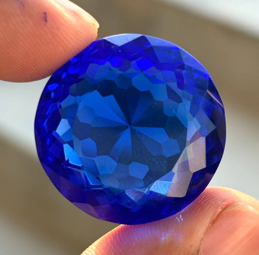 Certified 100 Cts Round Cut Blue Kashmiri Sapphire Loose Natural Gemstone Superb