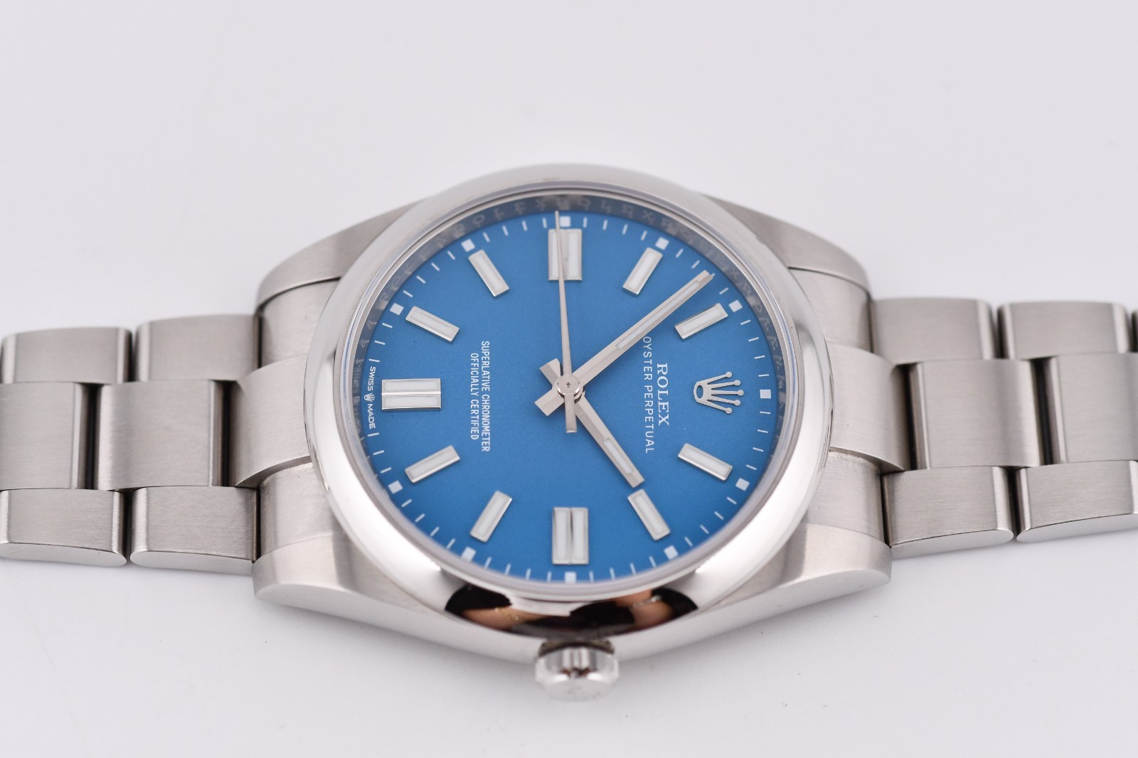 Rolex Oyster Perpetual 41mm Ref. 124300 Custom Blue Dial Box and Paper
