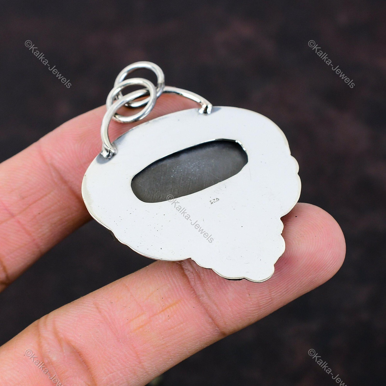 Shungite Rough Gemstone Pendant 925 Sterling Silver Flower Handmade Boho Jewelry