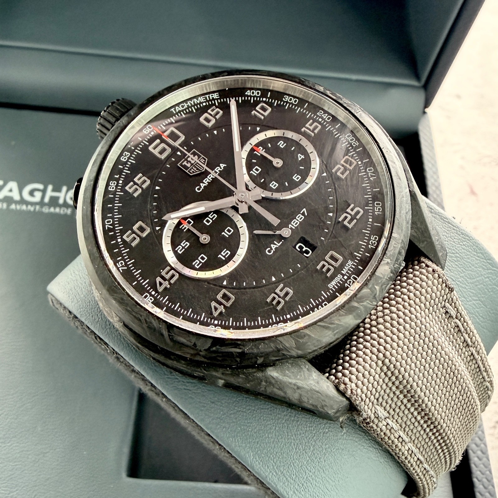 TAG Heuer Carrera Calibre 1887 CAR2C90 FC6341 – 3 straps! – Carbon Fibre