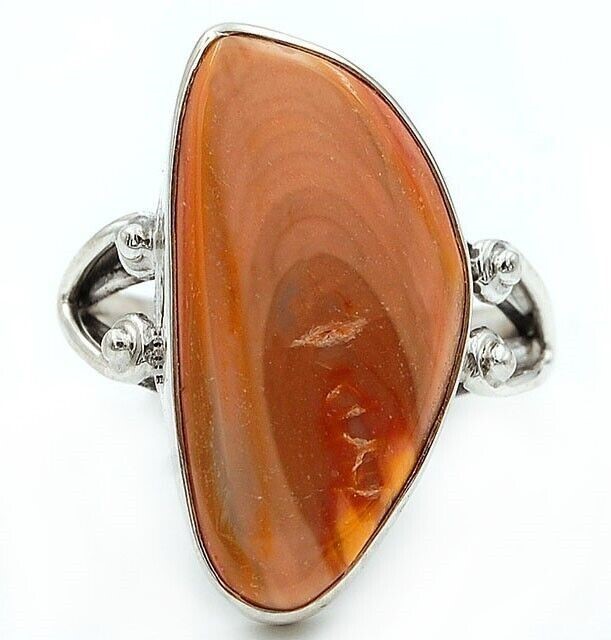 Natural Polychrome Jasper 925 Genuine Sterling Silver Ring Sz 8.5